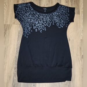 Black Grey Leopard Print Women's Sweater Dress Tunic 2XL